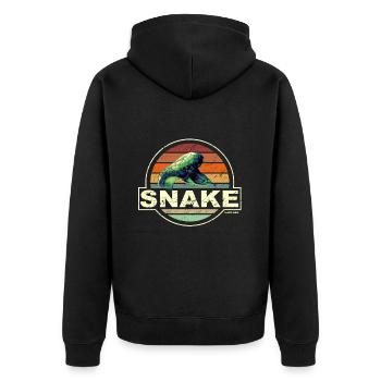 SNAKE - Unisex Premium Bio Zip Hoodie - Schwarz - Hinten - Nico (187cm)