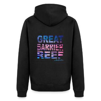GREAT BARRIER REEF Australia - Unisex Premium Bio Zip Hoodie - Schwarz - Hinten - Nico (187cm)