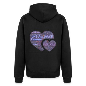 Valentine jour WordArt typography - Veste à capuche bio Premium Unisexe - noir - Dos - Nico (187cm)