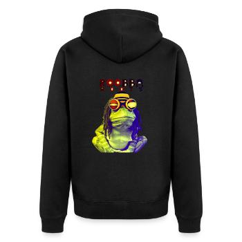 Rooba roots - Unisex Premium Organic Zip Hoodie - black - Back - Nico (187cm)