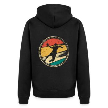 Handball Handballspieler Retro Handballer - Unisex Premium Bio Zip Hoodie - Schwarz - Hinten - Nico (187cm)