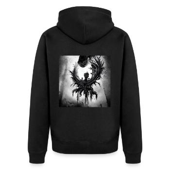 Schwarzer Engel - Unisex Premium Bio Zip Hoodie - Schwarz - Hinten - Nico (187cm)