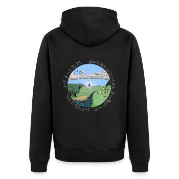 Congestion, white font - Unisex Premium Organic Zip Hoodie - black - Back - Nico (187cm)