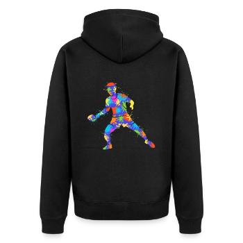 Joueur de tennis de table coloré Joueur de tennis de table - Veste à capuche bio Premium Unisexe - noir - Dos - Nico (187cm)
