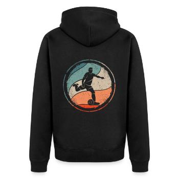 Fußballer Fußball Spieler Retro Fußballspieler - Unisex Premium Bio Zip Hoodie - Schwarz - Hinten - Nico (187cm)