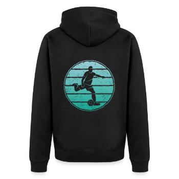 Fußball Fußballspieler Vintage Fußballer - Unisex Premium Bio Zip Hoodie - Schwarz - Hinten - Nico (187cm)
