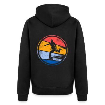 Fußballer Vintage Fußballspieler Fußball Spieler - Unisex Premium Bio Zip Hoodie - Schwarz - Hinten - Nico (187cm)
