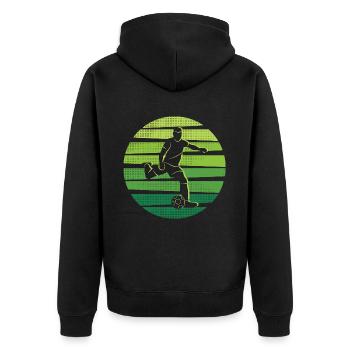 Fußball Spieler Fußballtrainer Fußballer - Unisex Premium Bio Zip Hoodie - Schwarz - Hinten - Nico (187cm)