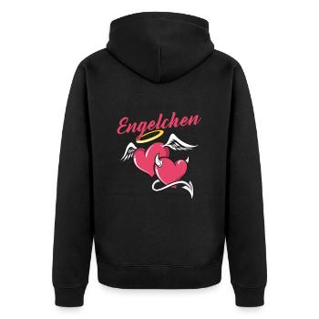 Rosenmontag Engelchen Teufelchen Fasching Karneval - Unisex Premium Bio Zip Hoodie - Schwarz - Hinten - Nico (187cm)