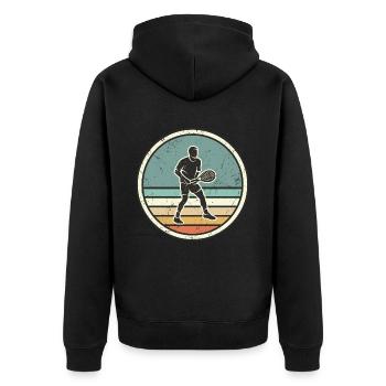 Tennisspieler Tennistrainer retro Tennis - Unisex Premium Bio Zip Hoodie - Schwarz - Hinten - Nico (187cm)