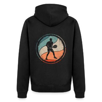 Tennisspieler Tennistrainer retro Tennis - Unisex Premium Bio Zip Hoodie - Schwarz - Hinten - Nico (187cm)
