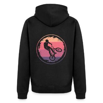 BMX Rider Cyclist Vintage Bicycle BMX - Unisex Premium Organic Zip Hoodie - black - Back - Nico (187cm)