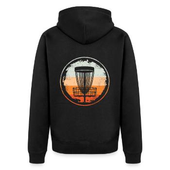 Discgolfer Discgolf Spieler Frisbees Disc Golf - Unisex Premium Bio Zip Hoodie - Schwarz - Hinten - Nico (187cm)