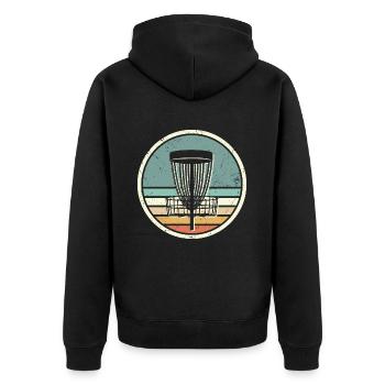 Disc Golf vintage Discgolf Spieler Discgolfer - Unisex Premium Bio Zip Hoodie - Schwarz - Hinten - Nico (187cm)