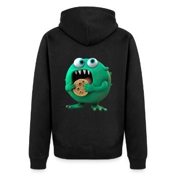 cute alien cookies monster - Unisex Premium Organic Zip Hoodie - black - Back - Nico (187cm)