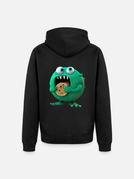cute alien cookies monster - Unisex Premium Organic Zip Hoodie - black