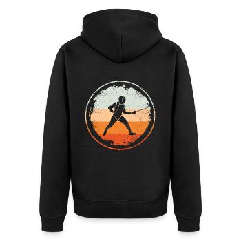 Fechten Retro Fecht Sport Degen Fechter - Unisex Premium Bio Zip Hoodie - Schwarz - Hinten - Nico (187cm)