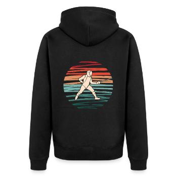 Fechten Vintage Fechtkampf Degen Fechter - Unisex Premium Bio Zip Hoodie - Schwarz - Hinten - Nico (187cm)
