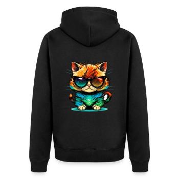Chat agaçant avec des lunettes de soleil amoureux des chats - Veste à capuche bio Premium Unisexe - noir - Dos - Nico (187cm)