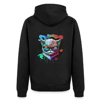 Chat maléfique avec des lunettes de soleil Amoureux des chats - Veste à capuche bio Premium Unisexe - noir - Dos - Nico (187cm)