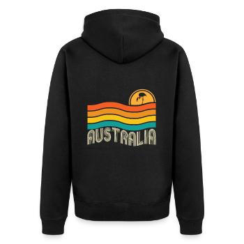 Australia - Unisex Premium Bio Zip Hoodie - Schwarz - Hinten - Nico (187cm)