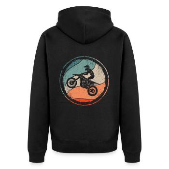 Motocross Vélo Motocycliste Vintage Moto - Veste à capuche bio Premium Unisexe - noir - Dos - Nico (187cm)
