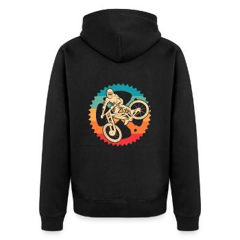 Mountain Bike Kettenblatt Fahrrad Mountainbike - Unisex Premium Bio Zip Hoodie - Schwarz - Hinten - Nico (187cm)