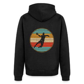Handballer Handball Spieler Retro Handballspieler - Unisex Premium Bio Zip Hoodie - Schwarz - Hinten - Nico (187cm)