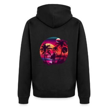 Palmiers rétro soleil vacances été - Veste à capuche bio Premium Unisexe - noir - Dos - Nico (187cm)