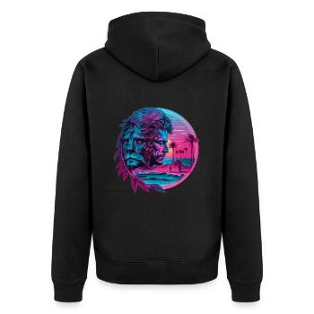 Retro Zodiac Sign Leo Horoscope - Unisex Premium Organic Zip Hoodie - black - Back - Nico (187cm)