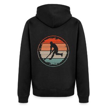 Joueur de hockey vintage Joueur de hockey sur gazon - Veste à capuche bio Premium Unisexe - noir - Dos - Nico (187cm)