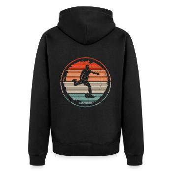 Fußballspieler Fußball Spieler Vintage Fußballer - Unisex Premium Bio Zip Hoodie - Schwarz - Hinten - Nico (187cm)