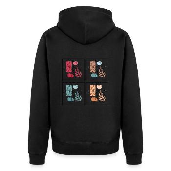 Minimalist Line Art Women Face Artwork - Unisex Premium Bio Zip Hoodie - Schwarz - Hinten - Nico (187cm)