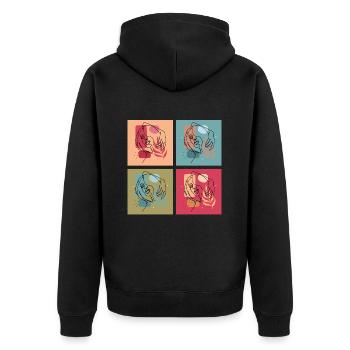 Minimalistisches Lineart Frauen Gesicht Kunst - Unisex Premium Bio Zip Hoodie - Schwarz - Hinten - Nico (187cm)