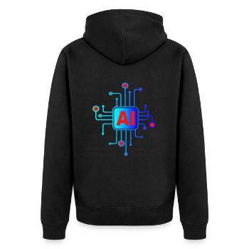 AI Chip - Unisex Premium Organic Zip Hoodie - black - Back - Nico (187cm)