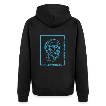 Artificial Intelligence - Unisex Premium Bio Zip Hoodie - Schwarz - Hinten - Nico (187cm)