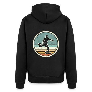 Fußballer Fußballtrainer Vintage Fußballspieler - Unisex Premium Bio Zip Hoodie - Schwarz - Hinten - Nico (187cm)
