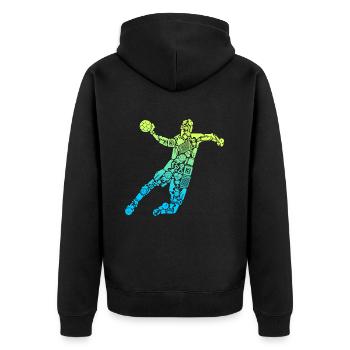 Joueur de handball Symboles de handball Joueur de handball - Veste à capuche bio Premium Unisexe - noir - Dos - Nico (187cm)