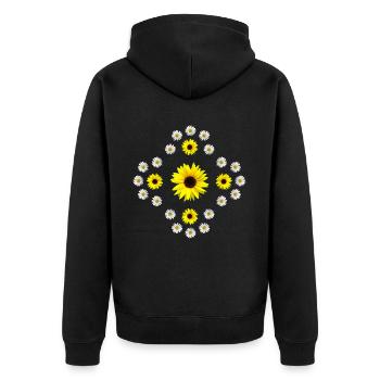 marguerites à fleurs et tournesols fleurs - Veste à capuche bio Premium Unisexe - noir - Dos - Nico (187cm)