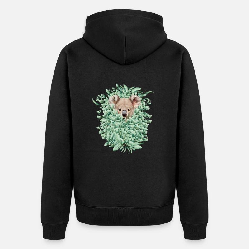 Koala Bear in Eukalyptuswald - Unisex Premium Bio Zip Hoodie - Schwarz