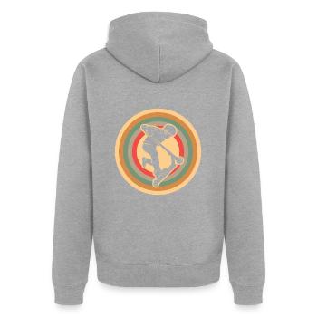 Tretroller Tricks Vintage Jungen Stunt Scooter - Unisex Premium Bio Zip Hoodie - Grau meliert - Hinten - Nico (187cm)