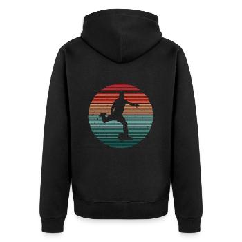 Fußballer Vintage Fußballtrainer Fußballspieler - Unisex Premium Bio Zip Hoodie - Schwarz - Hinten - Nico (187cm)