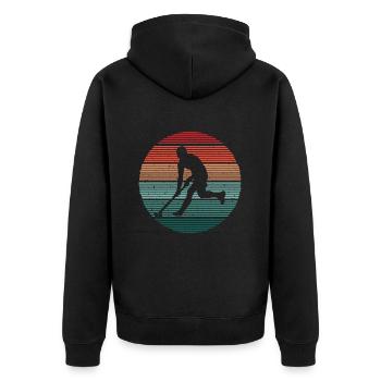 Joueurs de hockey sur gazon Joueurs de hockey vintage - Veste à capuche bio Premium Unisexe - noir - Dos - Nico (187cm)