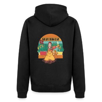 Plant lady is the new cat lady - Unisex Premium Bio Zip Hoodie - Schwarz - Hinten - Nico (187cm)