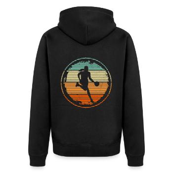 Basketballspielerin Mädchen Frauen Basketball - Unisex Premium Bio Zip Hoodie - Schwarz - Hinten - Nico (187cm)