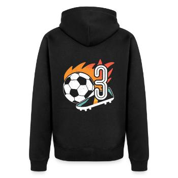 3. Geburtstag Fußballer Junge 3 Jahre Fußball - Unisex Premium Bio Zip Hoodie - Schwarz - Hinten - Nico (187cm)
