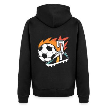 7. Geburtstag Fußballer Junge 7 Jahre Fußball - Unisex Premium Bio Zip Hoodie - Schwarz - Hinten - Nico (187cm)