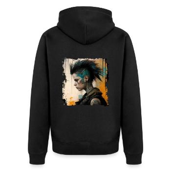 Tattoo Punk Rock Girl Punkrock Gothic - Unisex Premium Bio Zip Hoodie - Schwarz - Hinten - Nico (187cm)