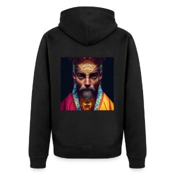 Der Hierophant - Unisex Premium Bio Zip Hoodie - Schwarz - Hinten - Nico (187cm)