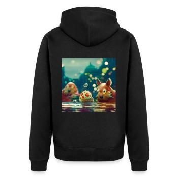 Animafun - Unisex Premium Organic Zip Hoodie - black - Back - Nico (187cm)